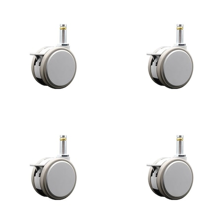 Service Caster 3 Inch MRI Safe Casters with Brakes, 7/16 Inch Grip Ring Stem, Set of 4, SCC, 4PK SCC-GR02S75-TPR-GRY-B-716138-MRI-4